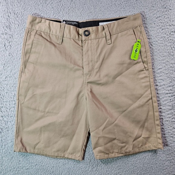 NWT Volcom Boys Frickin Chino‎ Shorts Size 29 Khaki Modern Straight Uniform - Picture 1 of 10